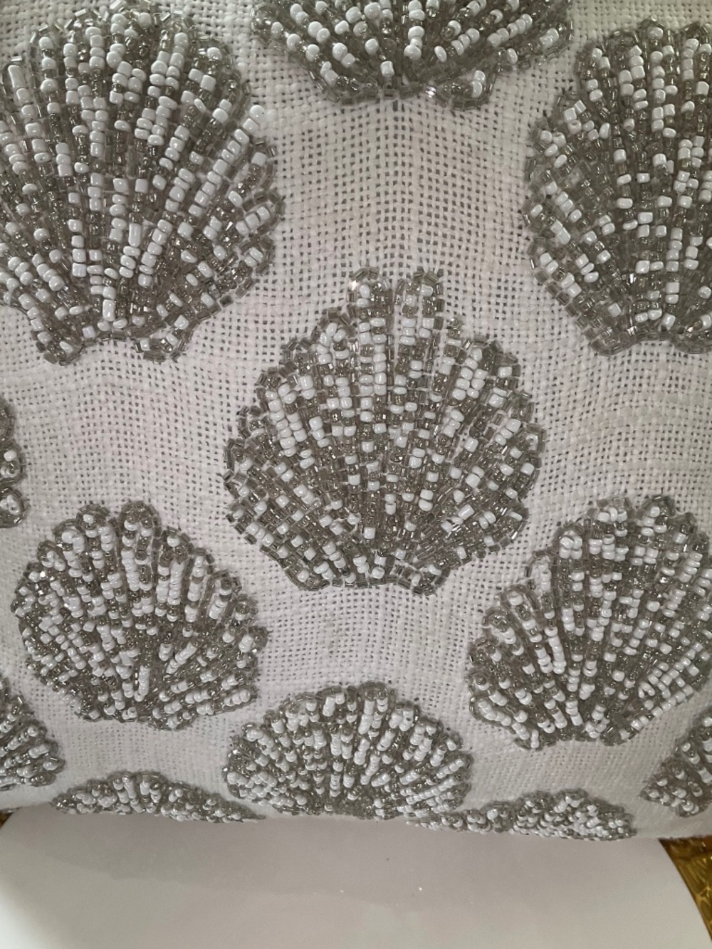 Beautiful Beaded Shell Pillow Made in India